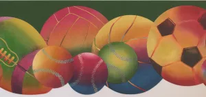 Colorful Football Baseball Soccer Sport WK9292B Wallpaper Border