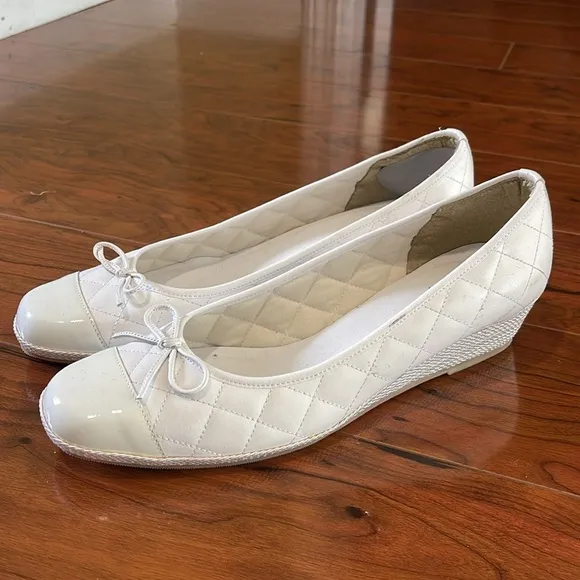 COPY - Sesto Meucci White Quilted Leather Wedges Shoes