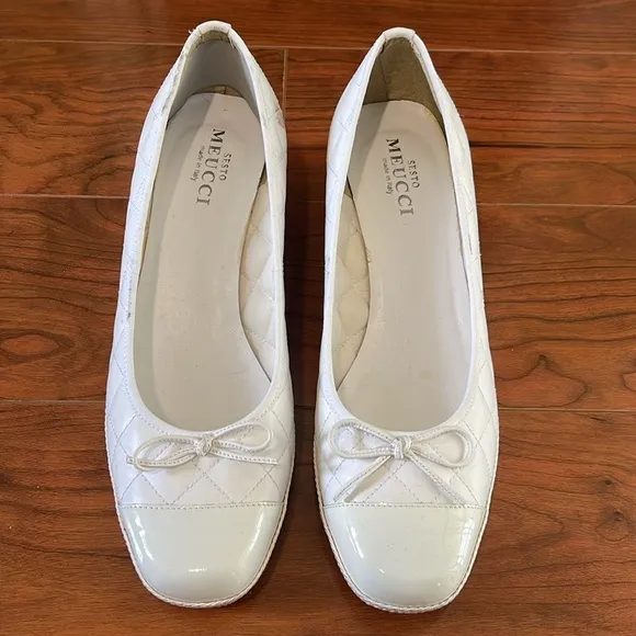 COPY - Sesto Meucci White Quilted Leather Wedges Shoes