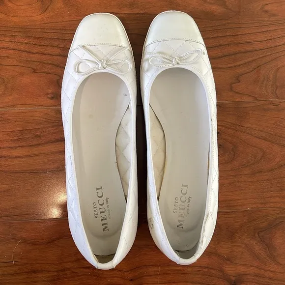 COPY - Sesto Meucci White Quilted Leather Wedges Shoes