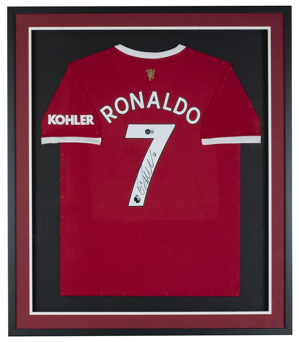 Cristiano Ronaldo Signed Framed Adidas Manchester United Soccer Jersey BAS LOA