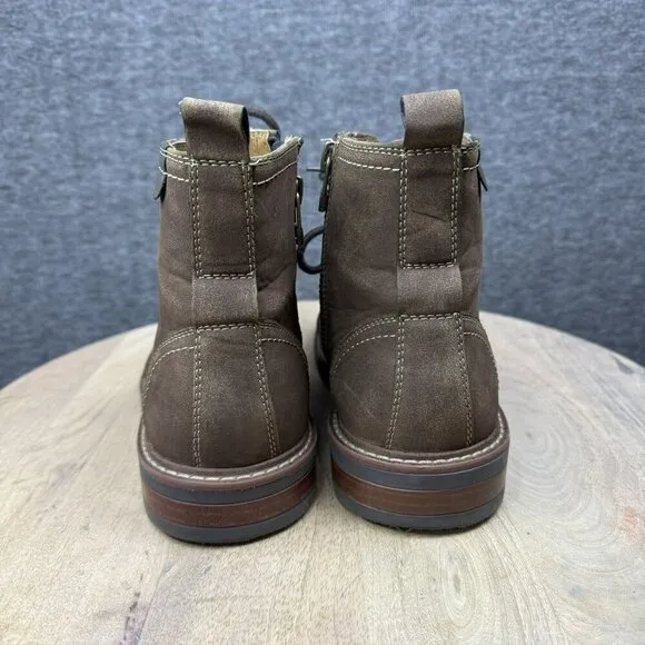 Dockers Rawls Rugged Mens 9M Brown Faux Leather Lace-Up Ankle Boots Side Zippers