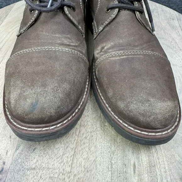 Dockers Rawls Rugged Mens 9M Brown Faux Leather Lace-Up Ankle Boots Side Zippers