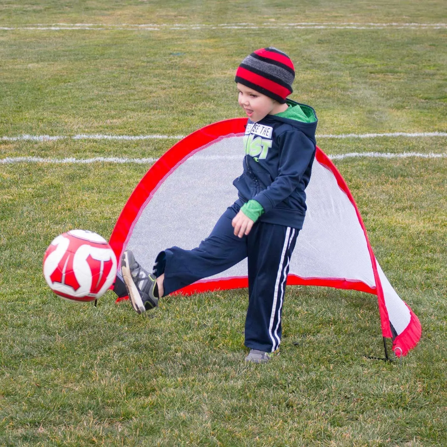 Driftsun Portable Pop Up Soccer Goal Set for Backyard and Practice Play, 2 Nets and 1 Carry Bag