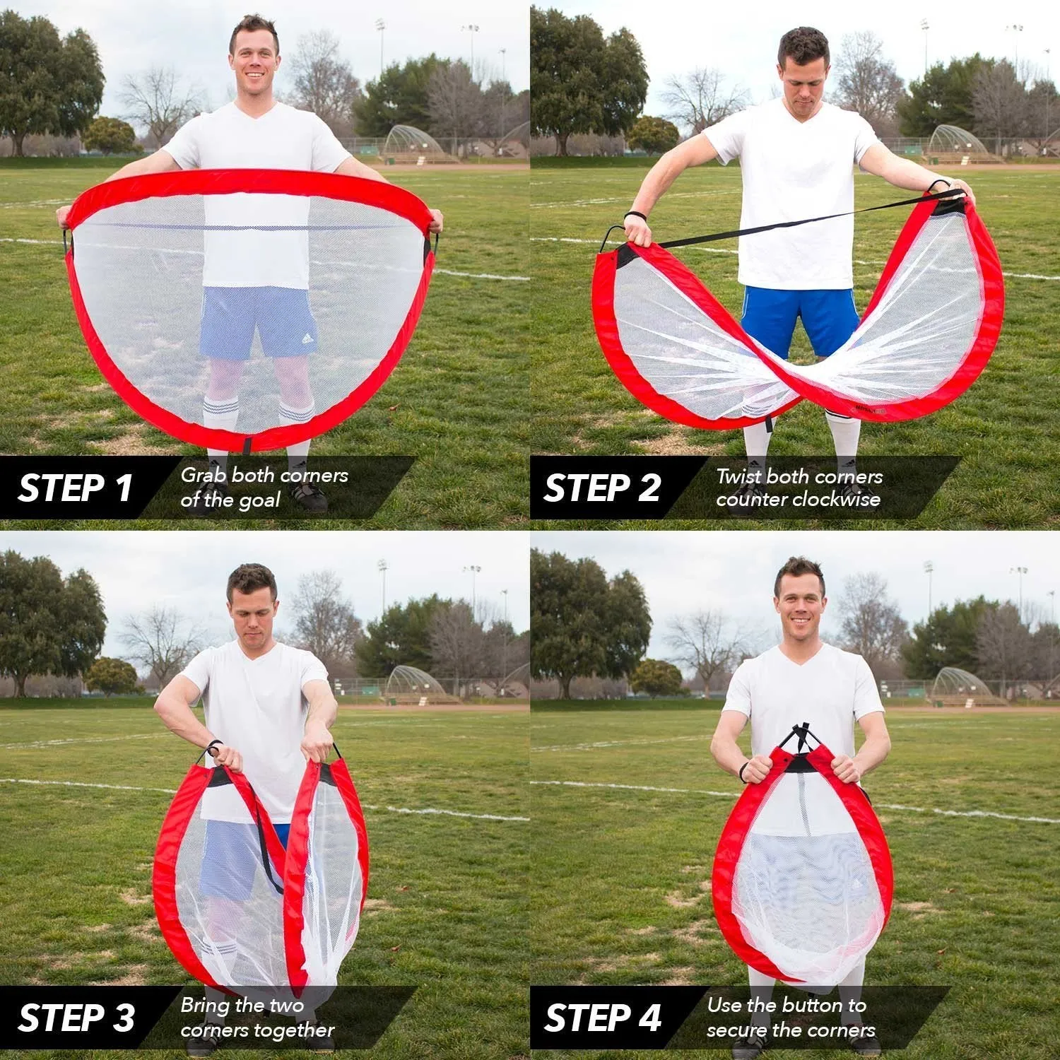 Driftsun Portable Pop Up Soccer Goal Set for Backyard and Practice Play, 2 Nets and 1 Carry Bag