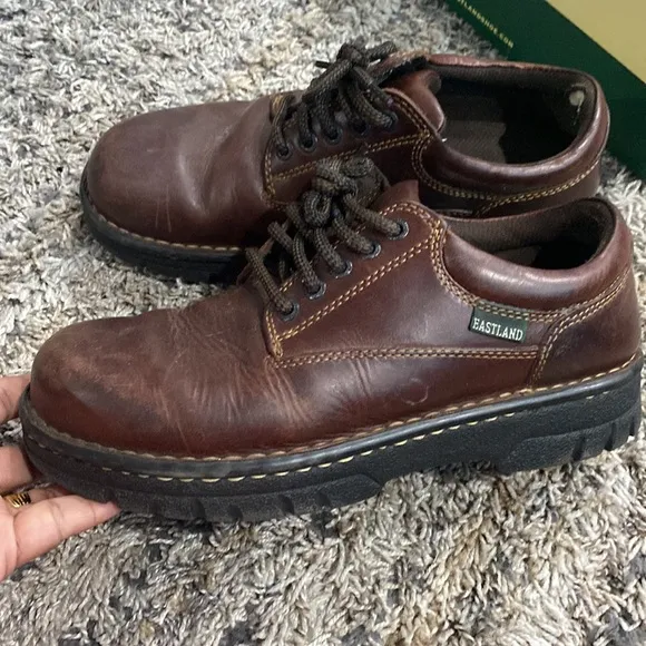 Eastland Plainview men’s brown leather upper lace shoes up size 9 medium