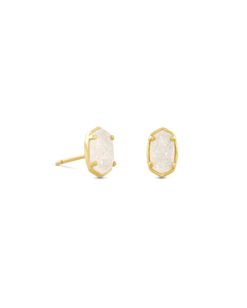 Emilie Gold Mini Stud Earrings in Iridescent Drusy