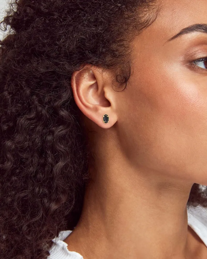 Emilie Gold Mini Stud Earrings in Iridescent Drusy