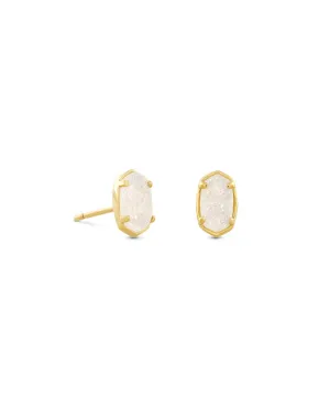 Emilie Gold Mini Stud Earrings in Iridescent Drusy