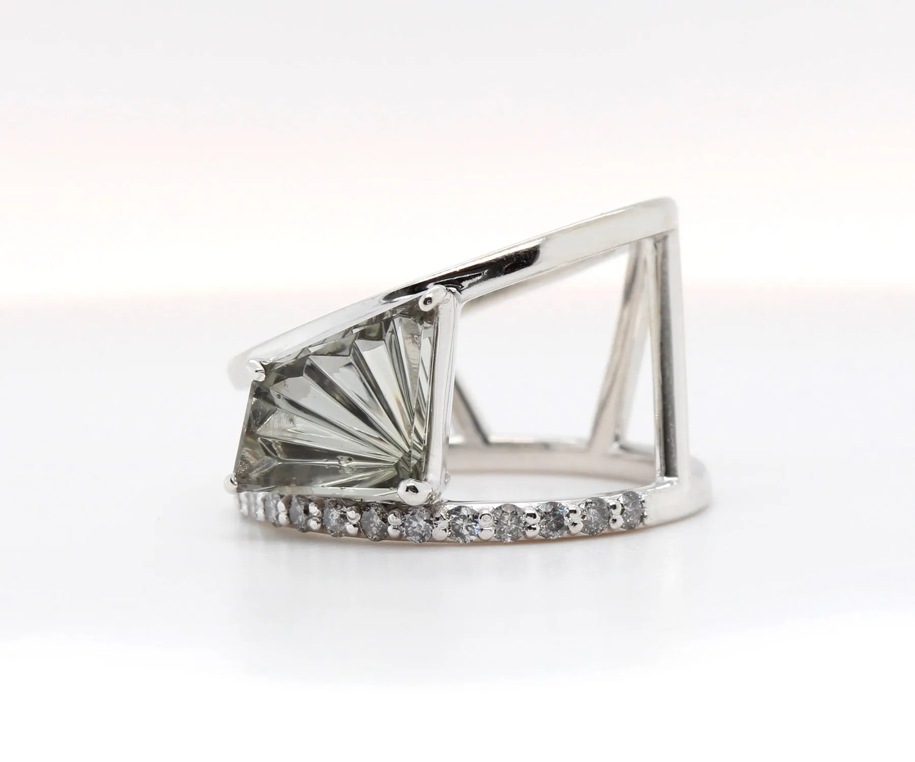 Fancy Gray Tourmaline Diamond Modern Angular Ring