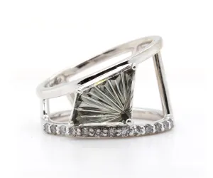 Fancy Gray Tourmaline Diamond Modern Angular Ring