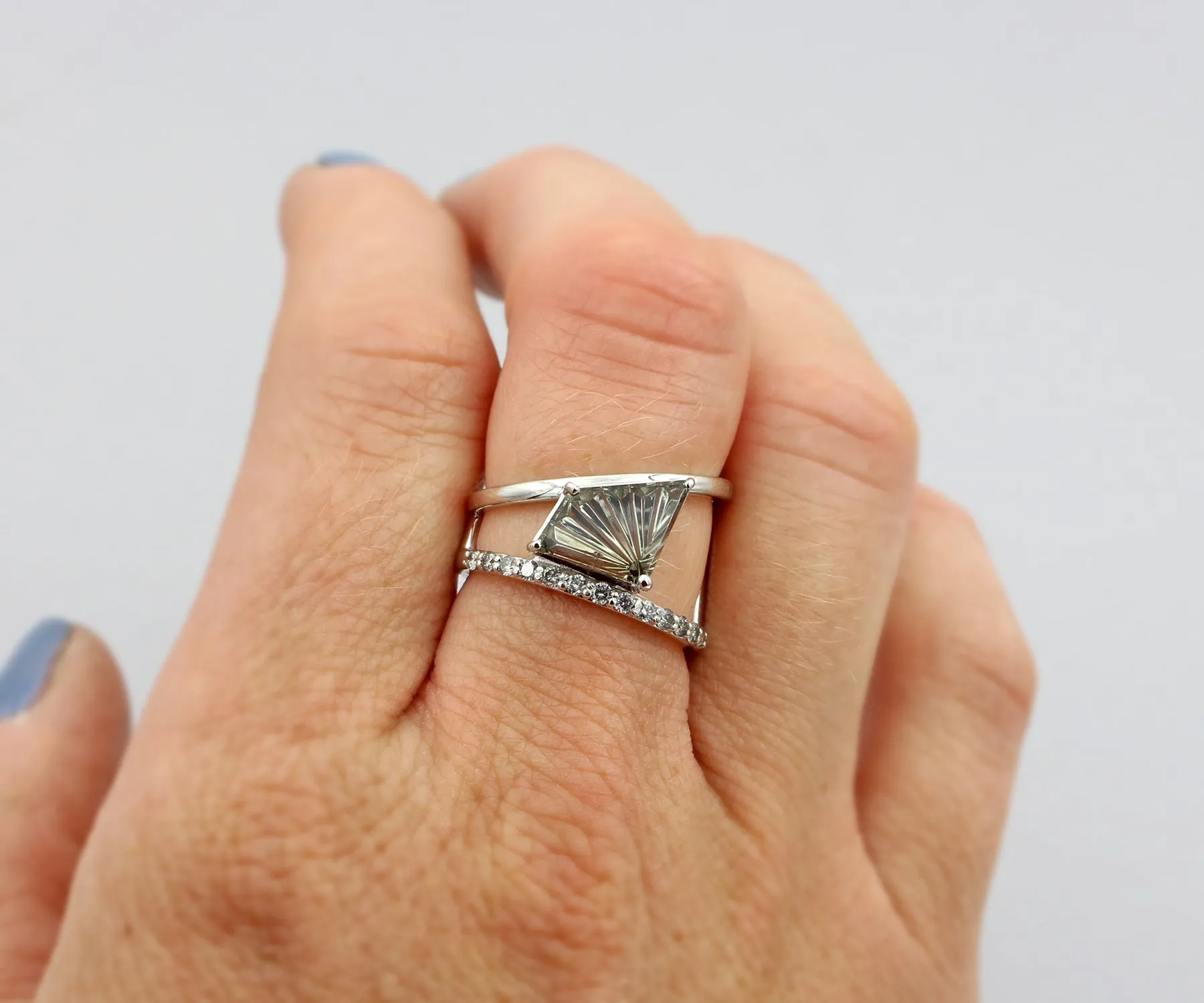 Fancy Gray Tourmaline Diamond Modern Angular Ring