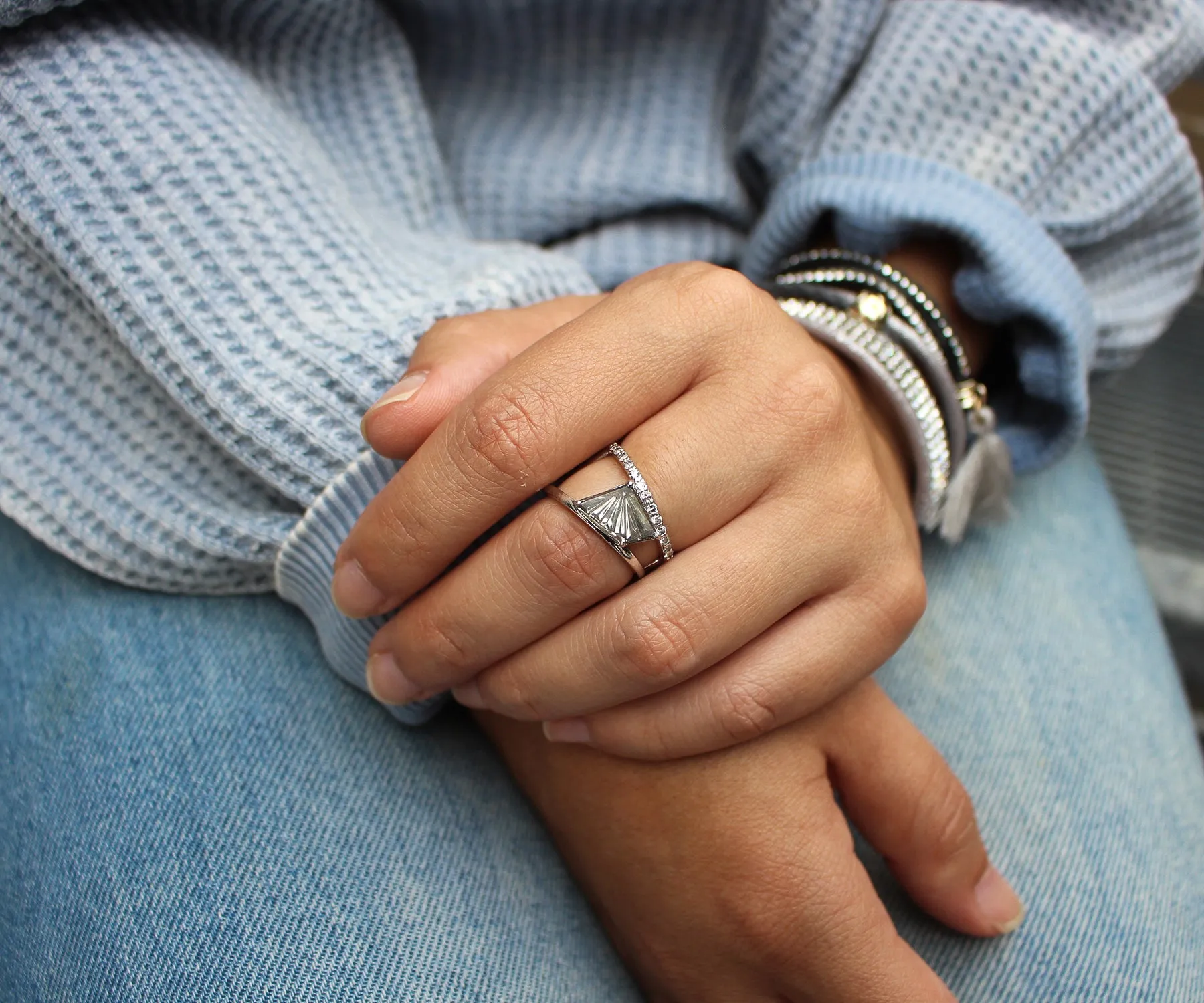 Fancy Gray Tourmaline Diamond Modern Angular Ring