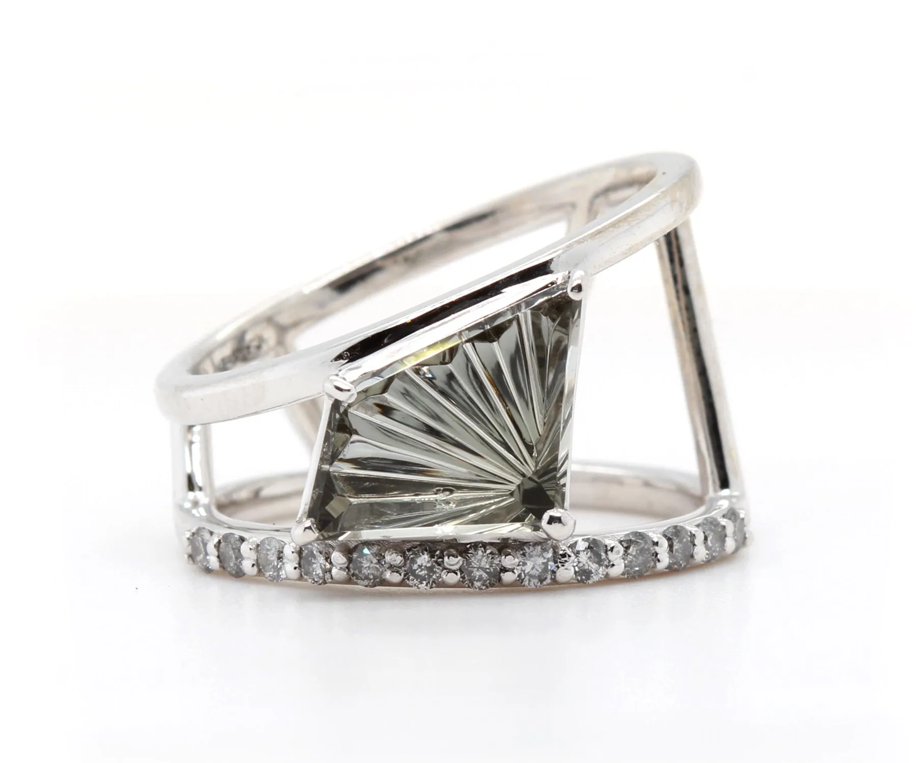 Fancy Gray Tourmaline Diamond Modern Angular Ring