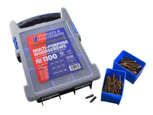 ForgeFix Multi-Purpose Wood Screw Kit, 1100 Piece   2 x PZ2 Bits