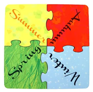 Four Season Vibrant Colorful Coasters With Cork Back Set Of 4