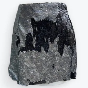 Free People Changeable Black &amp; Silver “Camo” Sequin “Night Out” Skirt ~ 8