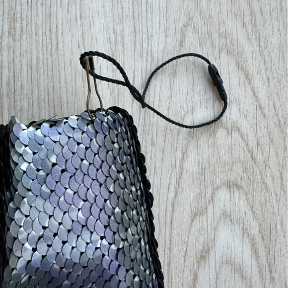 Free People Changeable Black &amp; Silver “Camo” Sequin “Night Out” Skirt ~ 8