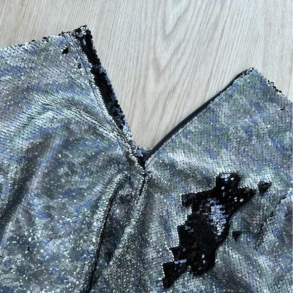 Free People Changeable Black &amp; Silver “Camo” Sequin “Night Out” Skirt ~ 8