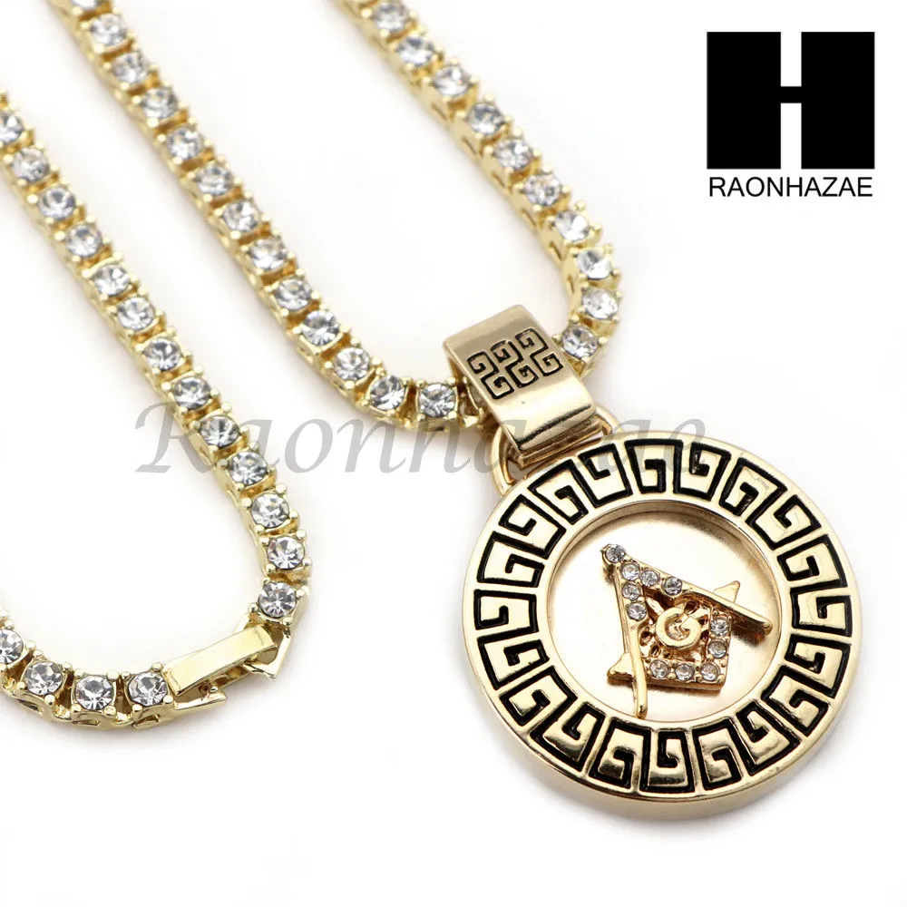 FREEMASON TENNIS CHAIN DIAMOND CUT 30" CUBAN LINK CHAIN NECKLACE S043