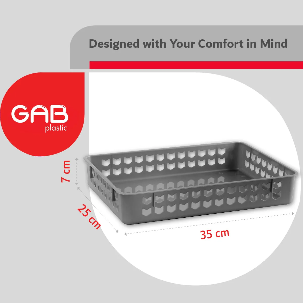 Gab Plastic Set of 3 Organizing Trays, 35 x 25cm - Silver