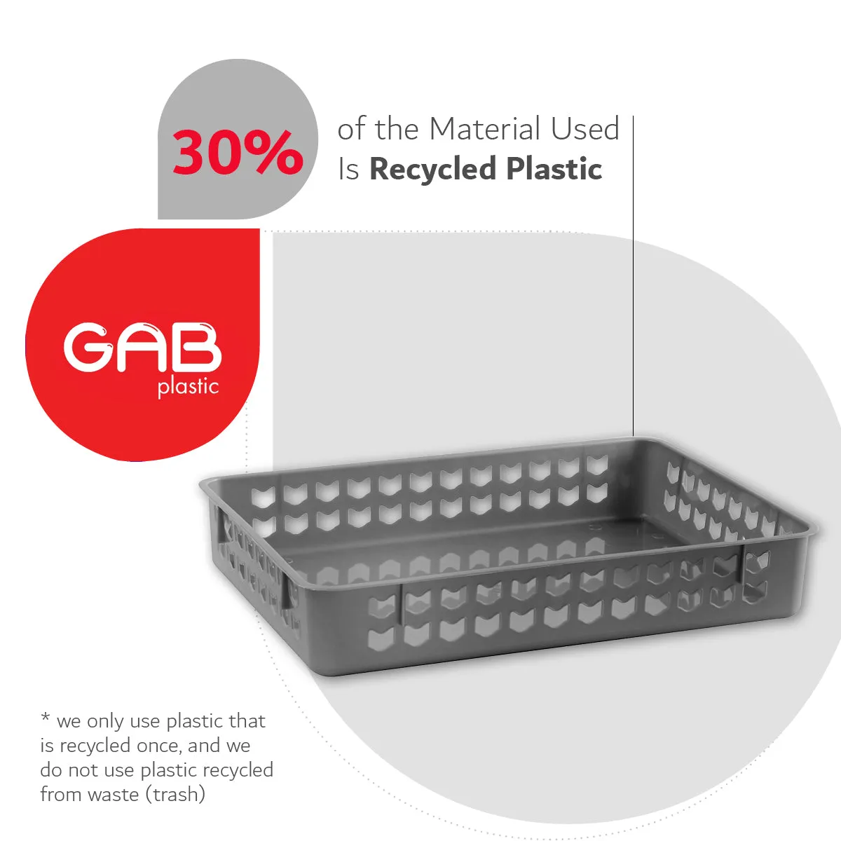 Gab Plastic Set of 3 Organizing Trays, 35 x 25cm - Silver