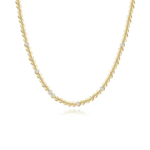 Golden Diamond Heart Tennis Necklace/7 Diamond Hearts