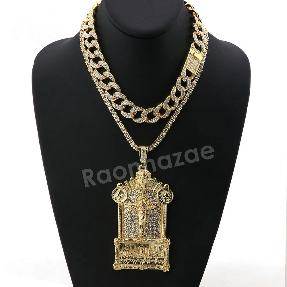 Hip Hop Quavo Jesus Last Supper Miami Cuban Choker Chain Necklace L55