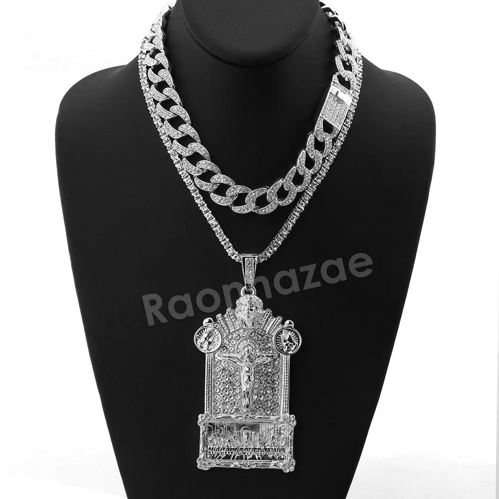 Hip Hop Quavo Jesus Last Supper Miami Cuban Choker Chain Necklace L55