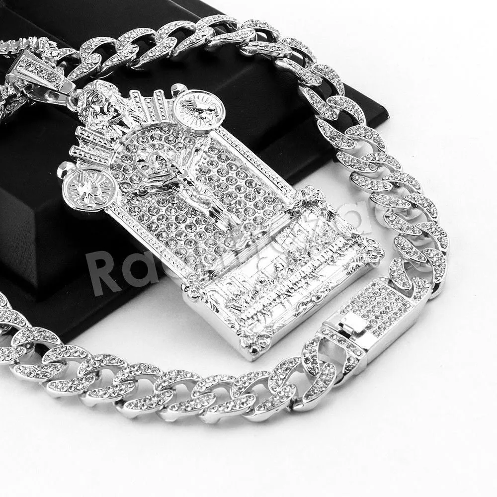 Hip Hop Quavo Jesus Last Supper Miami Cuban Choker Chain Necklace L55
