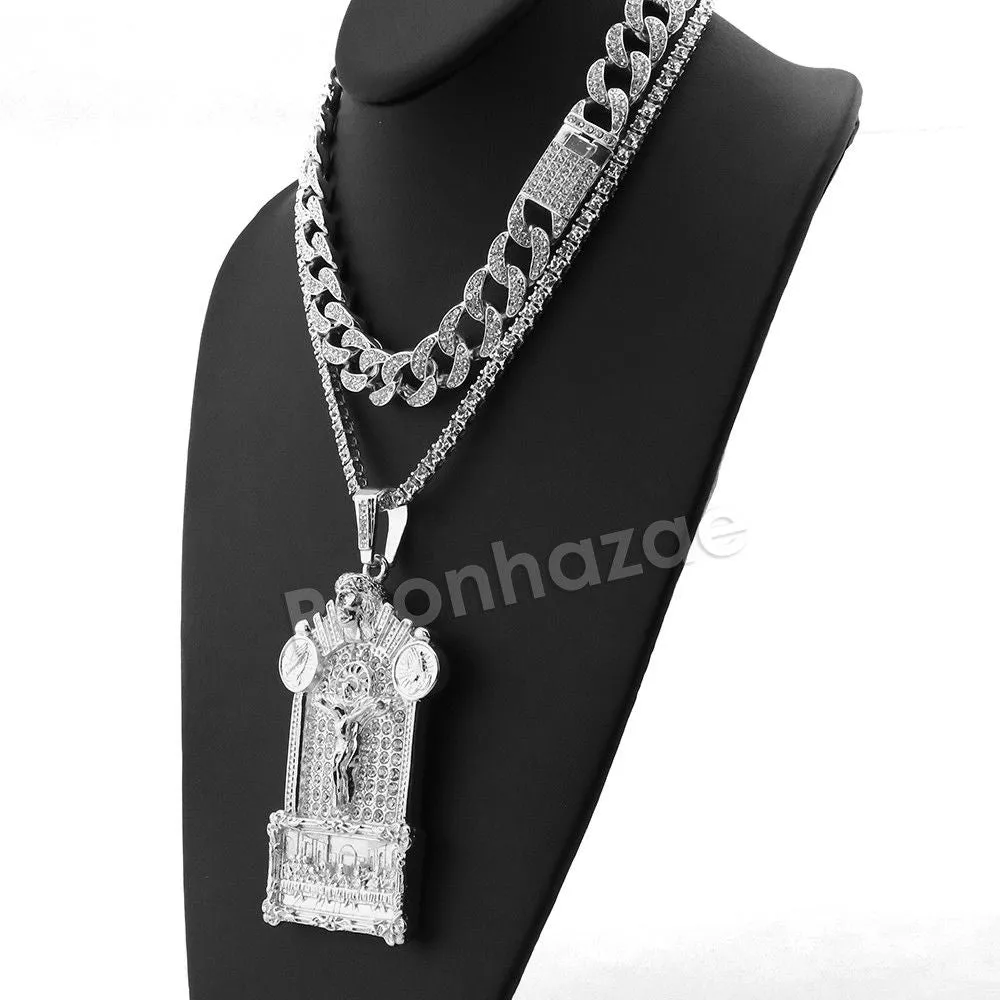 Hip Hop Quavo Jesus Last Supper Miami Cuban Choker Chain Necklace L55
