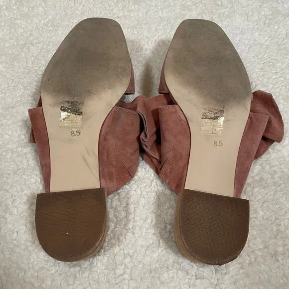 Jeffrey Campbell Tori Heels Blush Dusty Pink Suede with Bows Mules 8.5