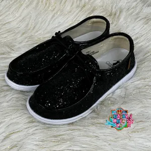 Kayak Black Glitter Shoes