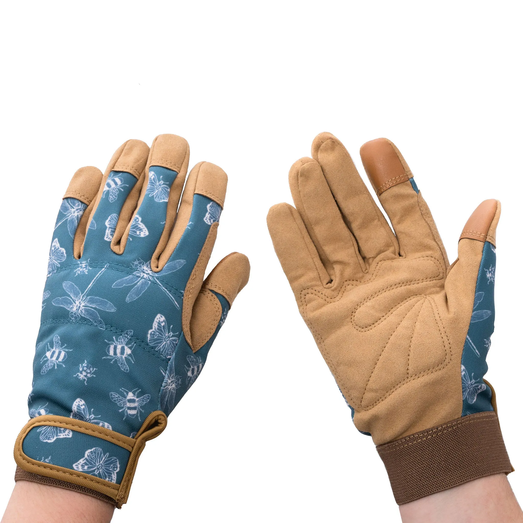 Kent & Stowe Teal Flutter Bugs Comfort Gloves - Ladies Small