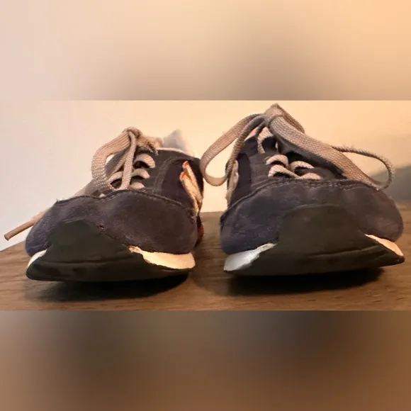Kids New Balance 515 Classic Navy Blue with Orange &amp; Gray Accents Suede Sneakers