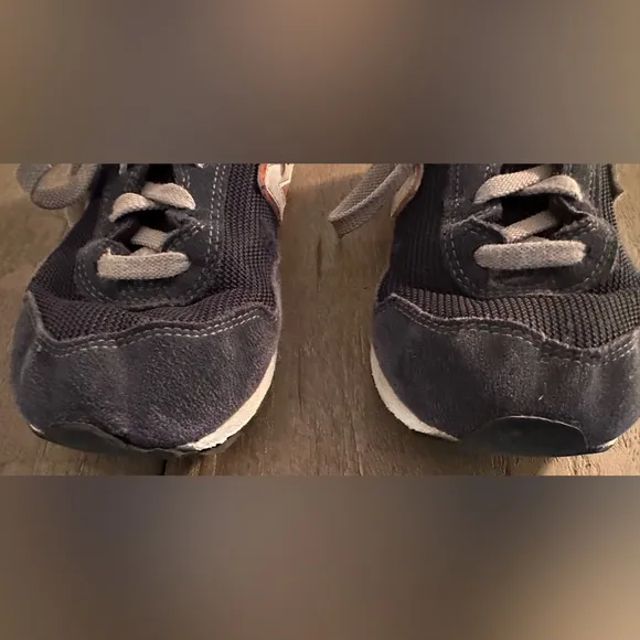Kids New Balance 515 Classic Navy Blue with Orange &amp; Gray Accents Suede Sneakers