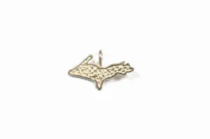 Large Yellow Gold Nugget Upper Peninsula Pendant