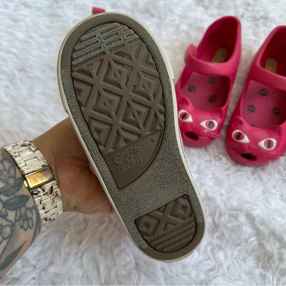 Lot of 3 Toddler Shoes Mini Melissa Cat &amp; Jack Converse Pink Floral Size 9