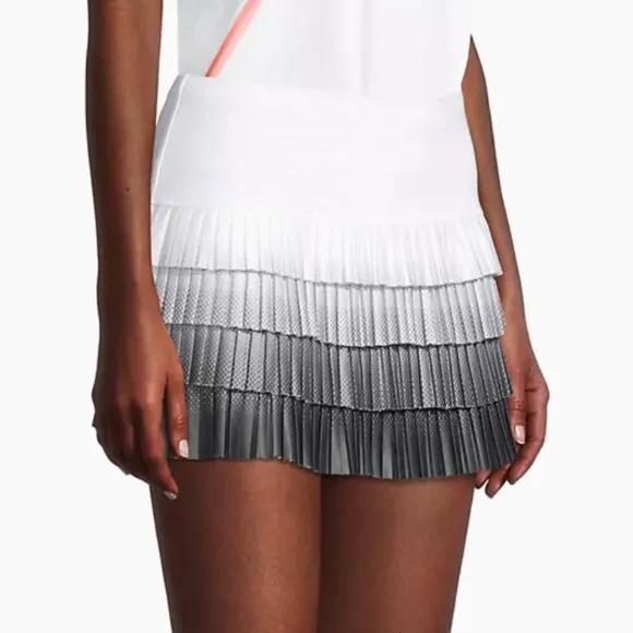 Lucky in Love Ultra Wave Pleated Jersey Tennis Skort Black Ombre Multi XL NWT