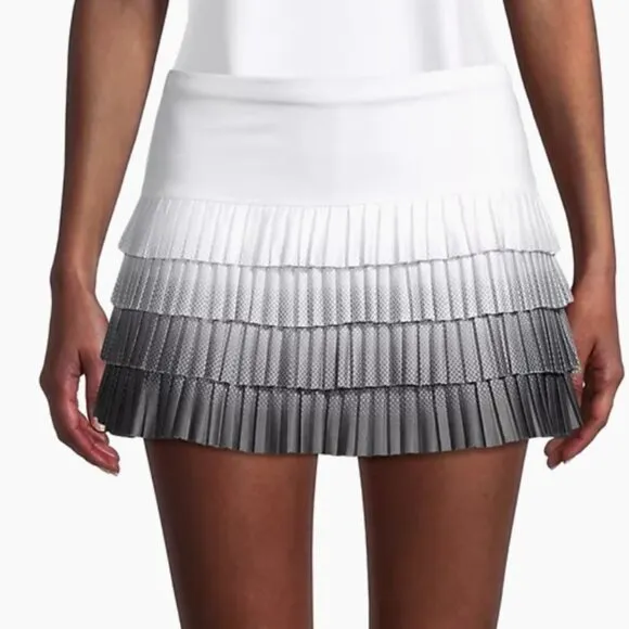 Lucky in Love Ultra Wave Pleated Jersey Tennis Skort Black Ombre Multi XL NWT