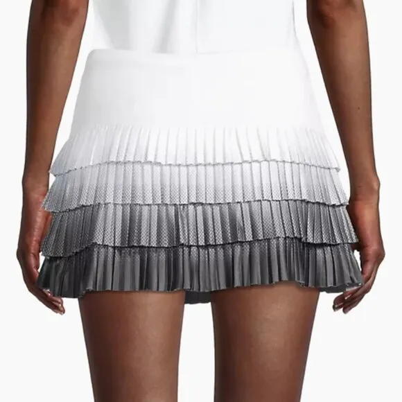 Lucky in Love Ultra Wave Pleated Jersey Tennis Skort Black Ombre Multi XL NWT