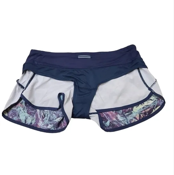 Lululemon 752 Run: Speed Short *4-way Stretch Iridescent Multi / Deep Navy sz 6