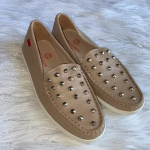 Marc Joseph New York Tan Leather Studded Loafer Kid's size 1.5
