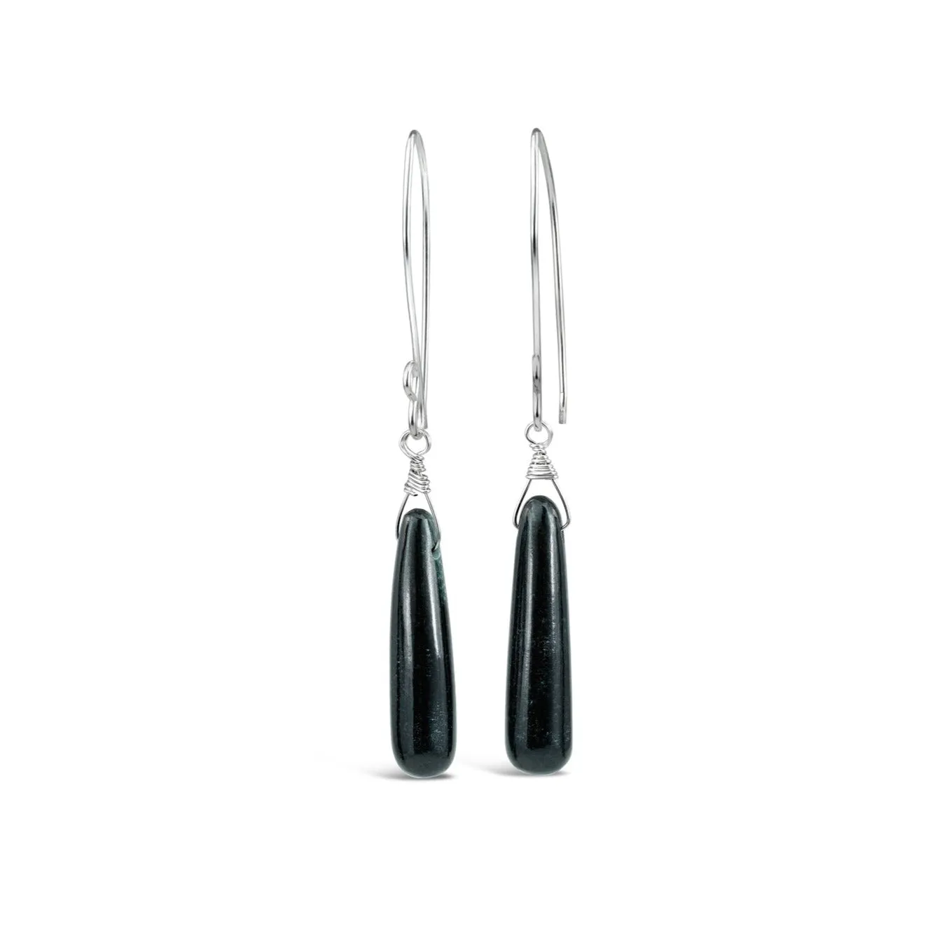 Mayan Jade Long Droplet Earrings