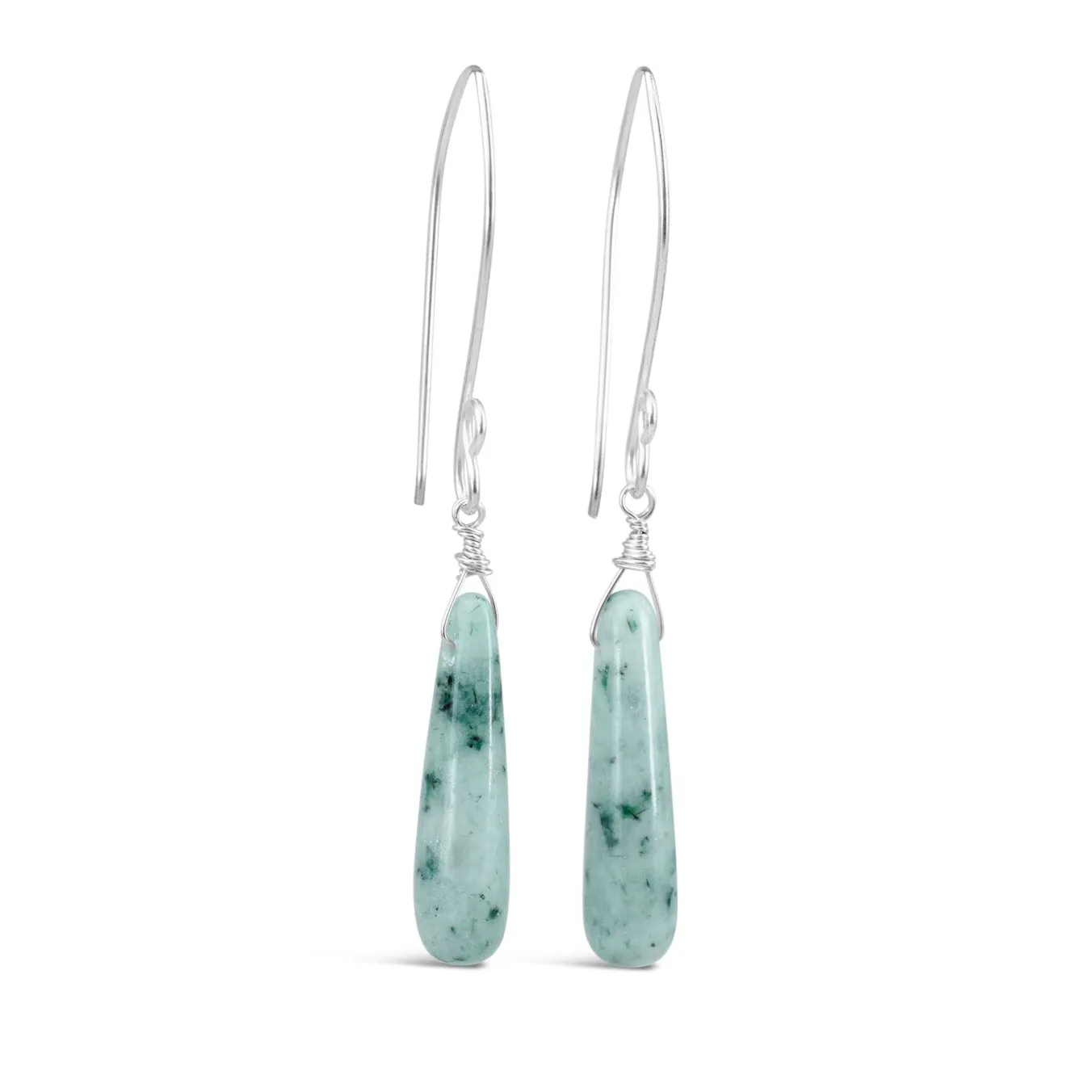 Mayan Jade Long Droplet Earrings