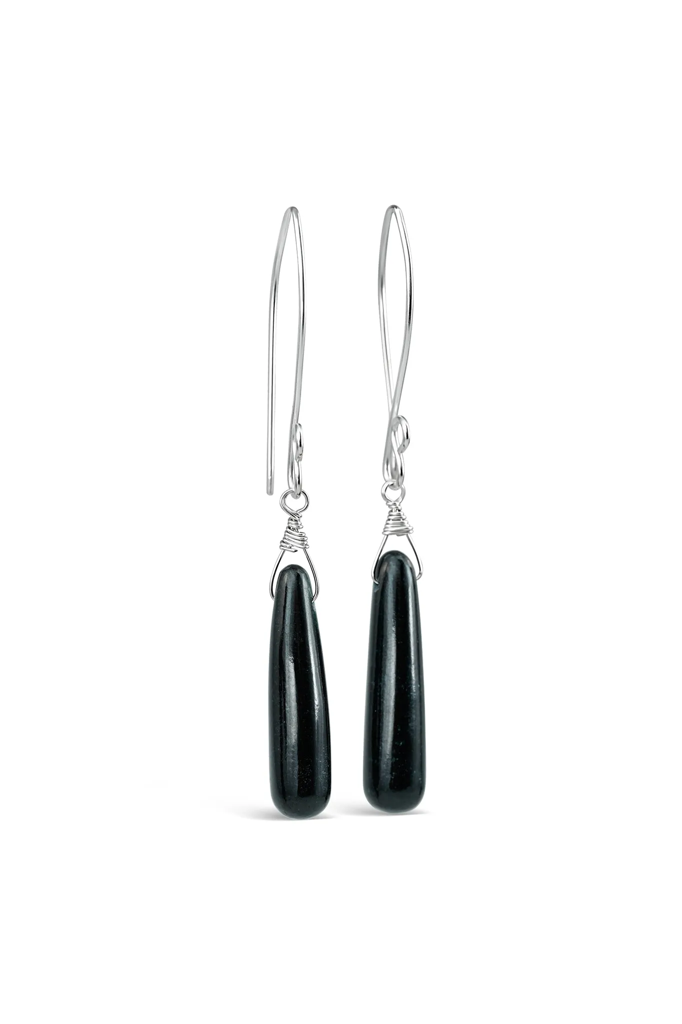 Mayan Jade Long Droplet Earrings