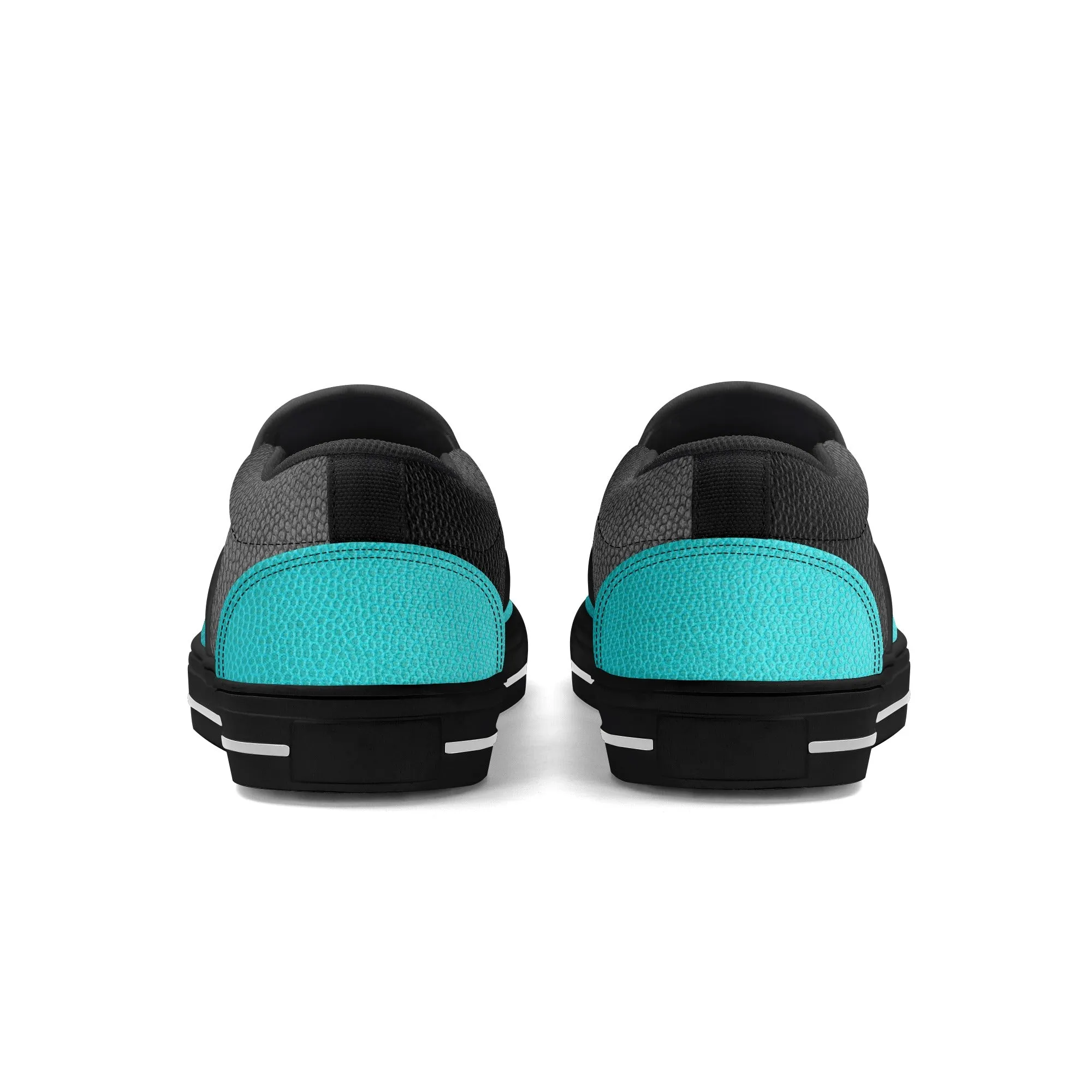 Men's Teal & Black Faux Leather Rubber Sole Slip On Shoes
