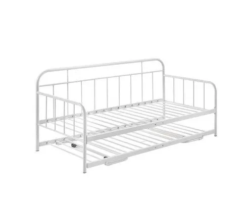 Metal Daybed Pop Up Trundle Sofa Bed Frame Single Size White