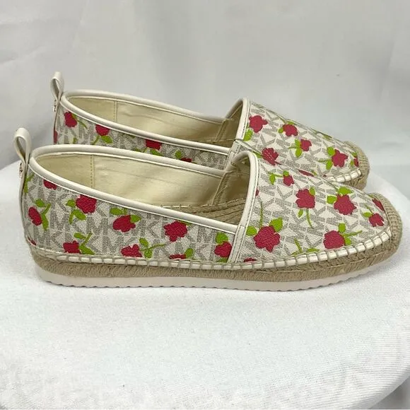 Michael Kors Lenny Espadrille Slip On Shoes Sz 7.5 M New Rose &amp; Signature Flats