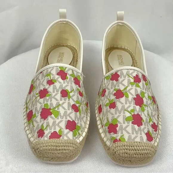 Michael Kors Lenny Espadrille Slip On Shoes Sz 7.5 M New Rose &amp; Signature Flats